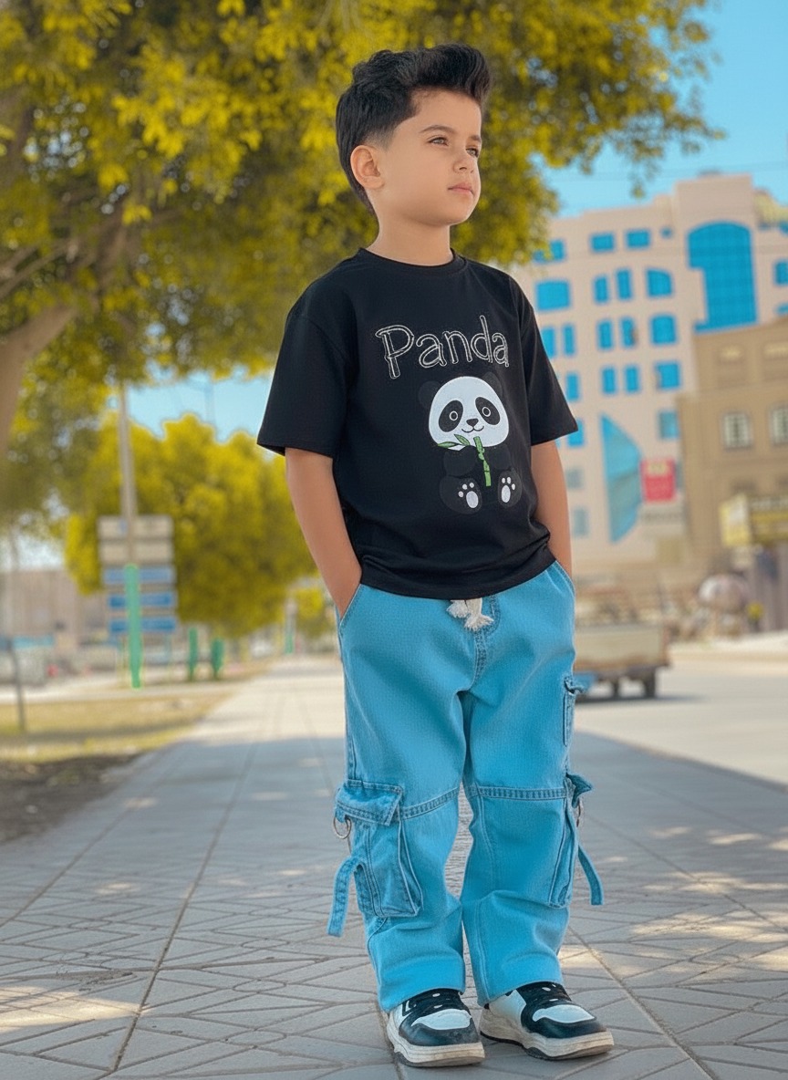 Boys Stylish Denim Pants with Coordinating T-Shirt Set % Boys Stylish Denim Pants with Coordinating T-Shirt Set