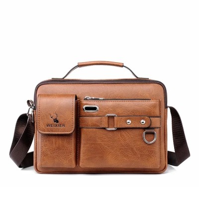 Brown PU Leather Men's Shoulder Bag - Stylish and Durable Accessory % Brown PU Leather Men's Shoulder Bag - Stylish and Durable Accessory