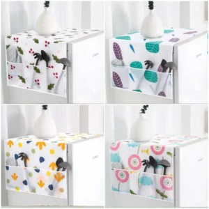 Cartoon Print Washing Machine and Refrigerator Dust Cover with Pocket - Home Decor Solution