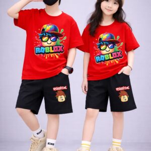 Casual Drop Shoulder Baby T-Shirt and Pant Outfit Set