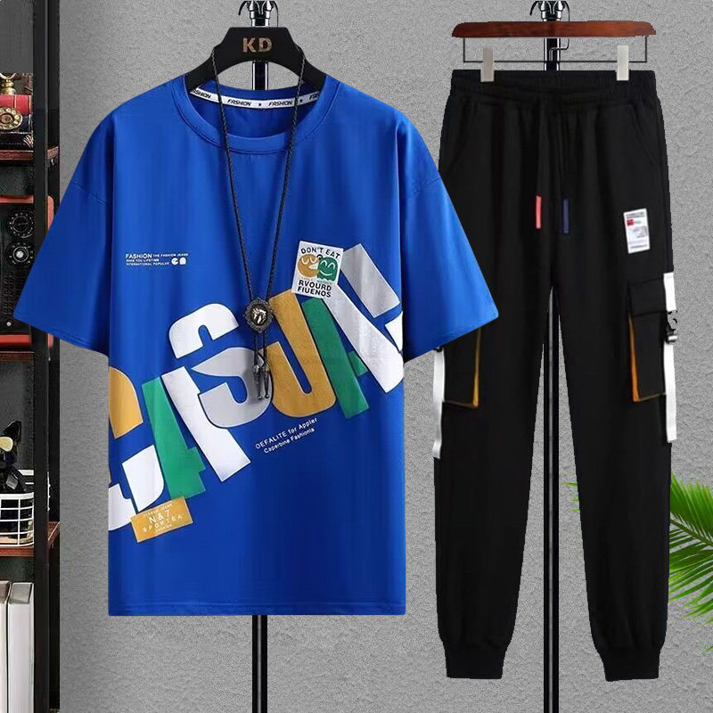 Casual Half Sleeve T-Shirt and Trouser Set for Effortless Style % Casual Half Sleeve T-Shirt and Trouser Set for Effortless Style