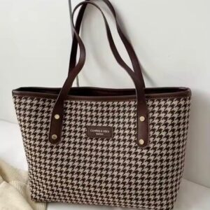 Checked Canvas Tote Bag - Stylish and Eco-Friendly Carryall for Everyday Use