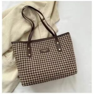 Checkered Canvas Tote Bag - Stylish and Versatile Everyday Carryall