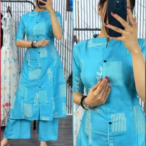 Chic Two-Piece Kurti Set - Elegant Ready-to-Wear Indian Attire
