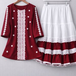 Chic Women's Coordinated Top and Skirt Ensemble for Effortless Style