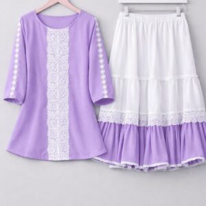 Chic Women's Top and Skirt Ensemble - Stylish and Versatile Outfit