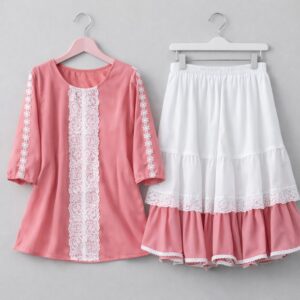 Chic Women's Top and Skirt Ensemble - Stylish and Versatile Outfit Set