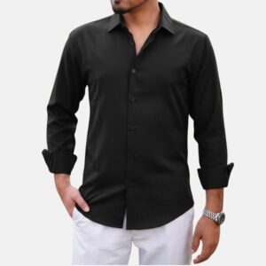 Classic Solid Color Dress Shirt for Men - Versatile and Stylish