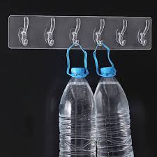 Clear Adhesive Double Hook Hanger for Kitchen & Bathroom Organization