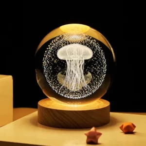 Color-Changing Jellyfish 3D Crystal Ball with LED Base - Elegant Home Decor