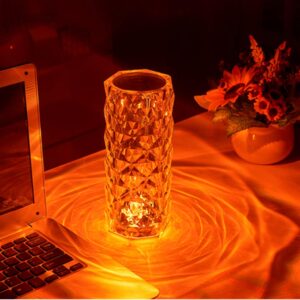 Colorful Crystal Rose Diamond Acrylic Table Lamp with Remote for Living Room and Bedroom