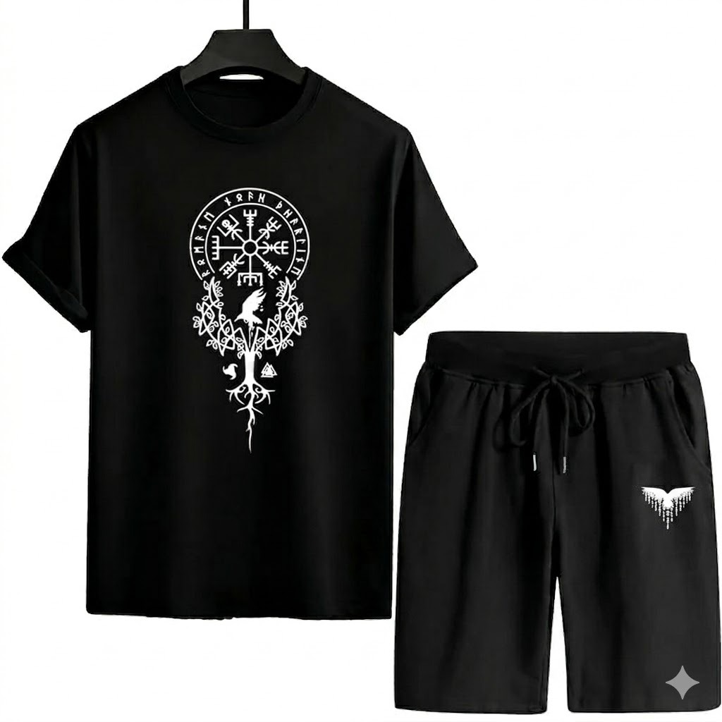 Comfortable Cotton T-Shirt and Shorts Set for Casual Wear % Comfortable Cotton T-Shirt and Shorts Set for Casual Wear