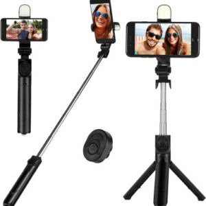 Compact Bluetooth Tripod & Selfie Stick with LED Light and Remote Shutter