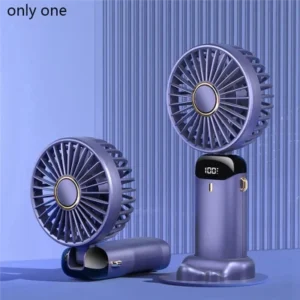 Compact Rechargeable Personal Fan with 5 Speeds and LED Display, 90° Adjustable
