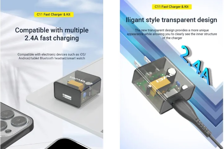 Compact Type-C Adapter with Cable - Awei C11T for Seamless Connectivity % Compact Type-C Adapter with Cable - Awei C11T for Seamless Connectivity
