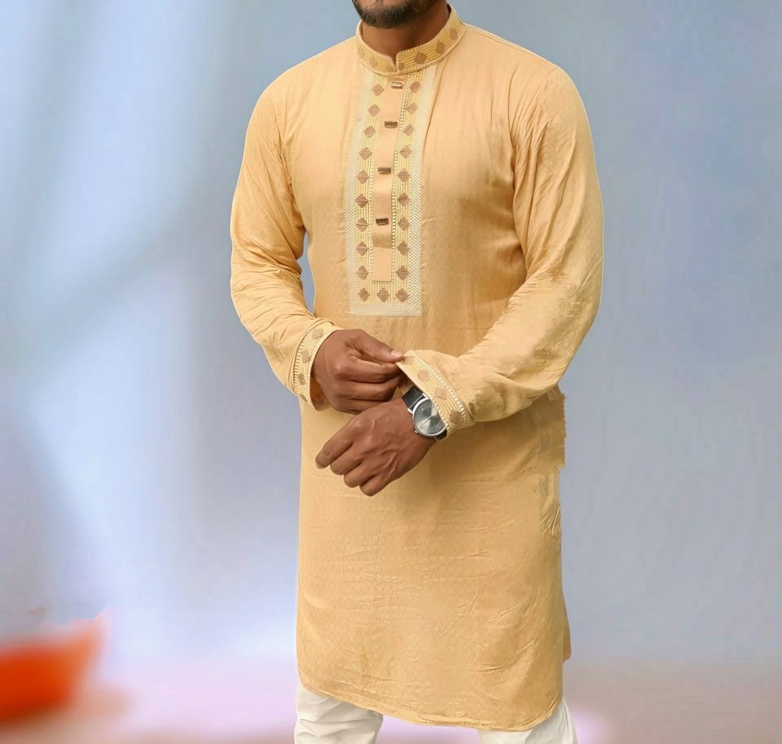 Cotton Embroidered Panjabi for Men - Elegant & Comfortable Wear % Cotton Embroidered Panjabi for Men - Elegant & Comfortable Wear