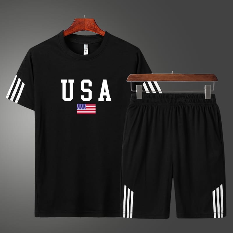 Cotton Mash T-Shirt and Shorts Set for Comfortable Casual Wear % Cotton Mash T-Shirt and Shorts Set for Comfortable Casual Wear