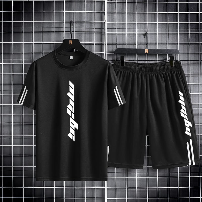 Cotton Mash T-Shirt and Shorts Set for Comfortable Casual Wear % Cotton Mash T-Shirt and Shorts Set for Comfortable Casual Wear