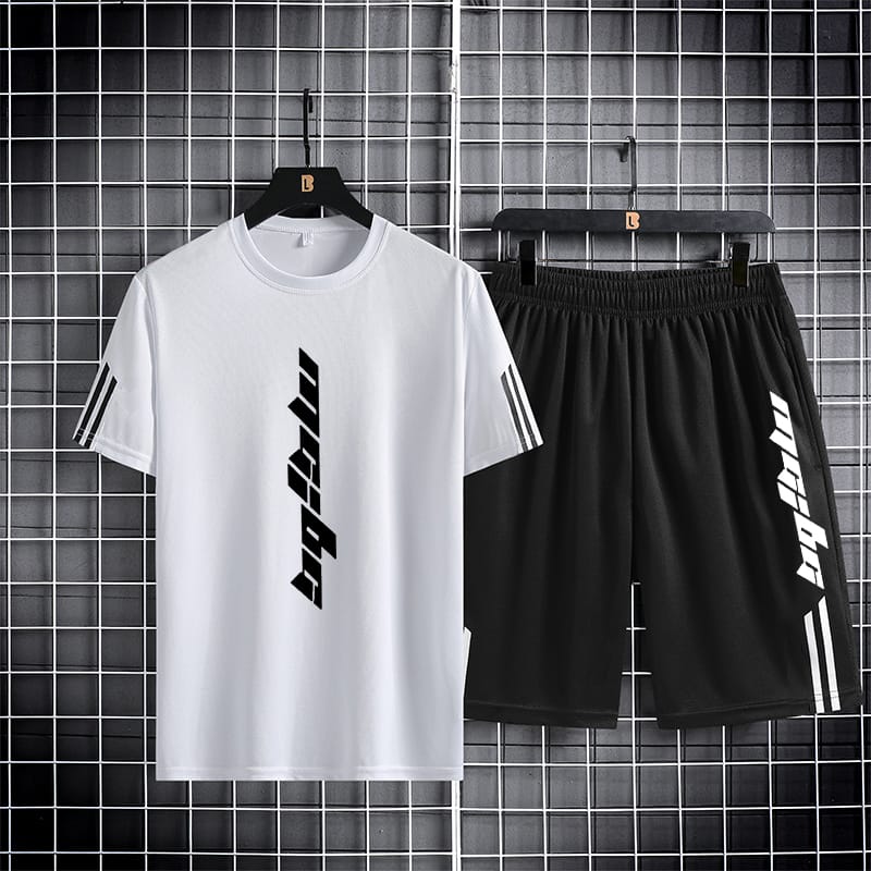 Cotton Mash T-Shirt and Shorts Set for Comfortable Casual Wear % Cotton Mash T-Shirt and Shorts Set for Comfortable Casual Wear