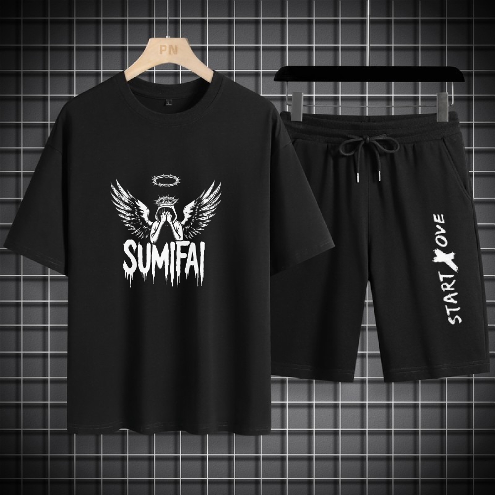 Cotton Mash T-Shirt and Shorts Set for Comfortable Everyday Wear % Cotton Mash T-Shirt and Shorts Set for Comfortable Everyday Wear