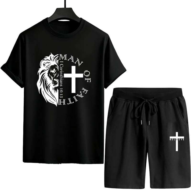 Cotton Mash T-Shirt and Shorts Set for Comfortable Everyday Wear % Cotton Mash T-Shirt and Shorts Set for Comfortable Everyday Wear