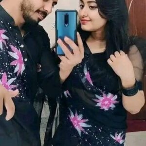 Couple Hand-Printed Panjabi Set - Elegant Traditional Attire for Him & Her