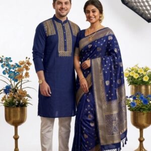 Couple Matching Sharees - Elegant Traditional Indian Attire for Pairs