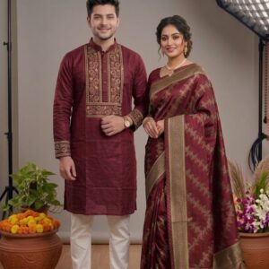 Couple Matching Sharees - Elegant Traditional Outfit for Partners