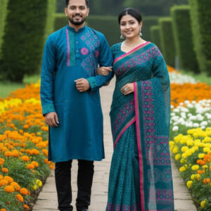 Couple's Elegant Sharee Set - Stylish Indian Ethnic Wear for Him & Her