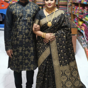 Couples Ethnic Sharee and Panjabi Set - Elegant Matching Outfits