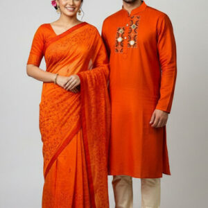 Couple's Premium Panjabi and Sharee Set - Elegant Traditional Attire