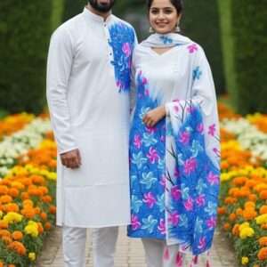 Couple's Three-Piece Panjabi Set - Stylish Traditional Attire for Him & Her