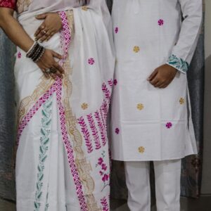 Couple's Traditional Sharee and Panjabi Set - Elegant Ethnic Wear