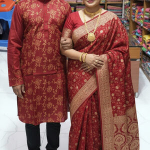 Couple's Traditional Sharee and Panjabi Set – Elegant Ethnic Wear for Him and Her