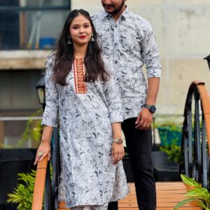 Couple's Two-Piece Dress Set – Stylish Matching Shirt and Skirt Ensemble