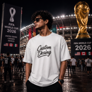 Customizable 100% Cotton Drop-Shoulder T-Shirt - FIFA World Cup Edition in White