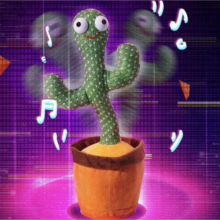Dancing Talking Cactus Plush Speaker - USB Rechargeable Interactive Toy % Dancing Talking Cactus Plush Speaker - USB Rechargeable Interactive Toy