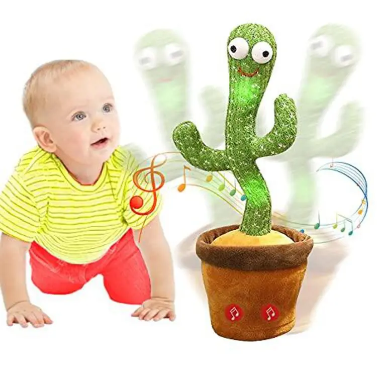 Dancing Talking Cactus Plush Speaker - USB Rechargeable Interactive Toy % Dancing Talking Cactus Plush Speaker - USB Rechargeable Interactive Toy