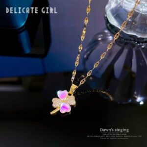 Delicate Pink Floral Pendant Necklace – Elegant Jewelry for Everyday Wear