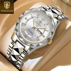 Diamond Cut Men's Watch - POEDAGAR 615 Premium Timepiece