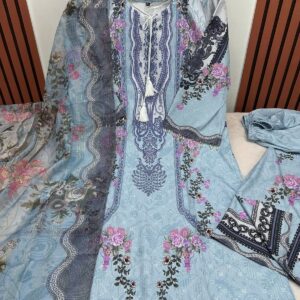 Digital Print Embroidered 3-Piece Set - Chic and Stylish Design