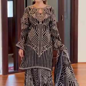 Digital Print Three-Piece Set for Eid Celebrations - Elegant Style