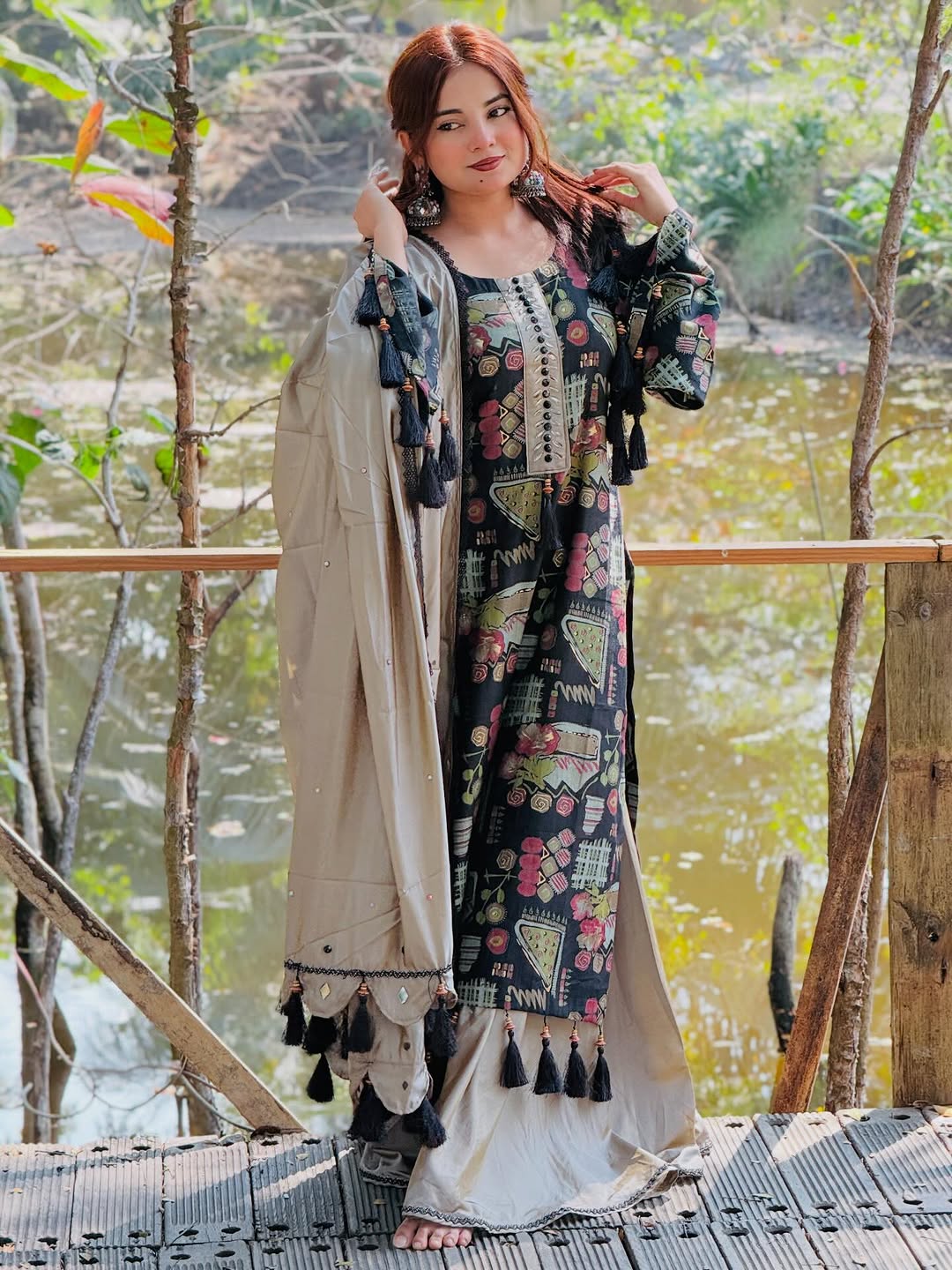 Digital Print Three-Piece Set - Stylish and Versatile Fashion Ensemble % Digital Print Three-Piece Set - Stylish and Versatile Fashion Ensemble