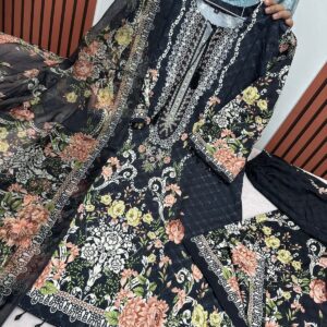 Digital Print Three-Piece Set with Embroidery Design - Premium Quality
