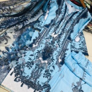 Digital Print Three-Piece Set with Exquisite Embroidery Detailing