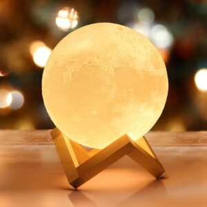 Dimmable 3D LED Moon Lamp with Stand - Touch Control Night Light for Kids & Gifts