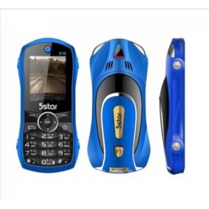 Dual SIM Blue Car Button Phone - 5Star X10 Model for On-the-Go Connectivity