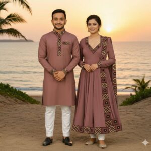 Eid Celebration Couple Three-Piece Panjabi Set – Elegant & Traditional Outfit