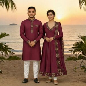 Eid Celebration Three-Piece Couple Panjabi Set for Festive Occasions