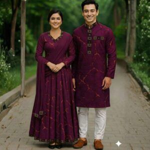 Eid Couple Panjabi Three-Piece Set - Elegant Traditional Attire for Celebrations